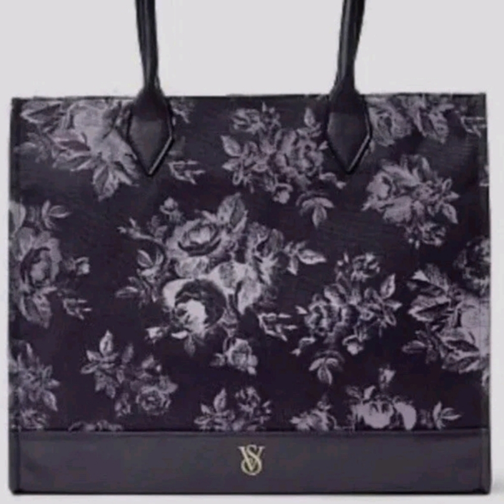 💐NWT!!💐 Victoria's Secret FLORAL ROSES CANVAS TOTE BAG